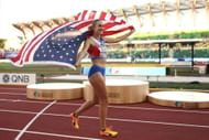 Abby Steiner at the 2022 World Athletics Championships in Oregon